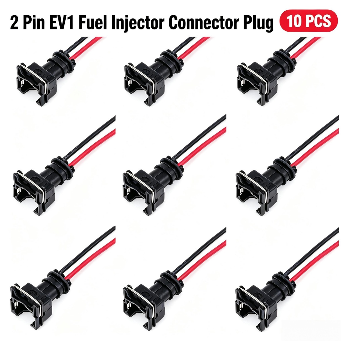 Fuel Injector Wiring Harness Plug Pigtail - 10 stuks 2-polige EV1 brandstofinjectorconnector met