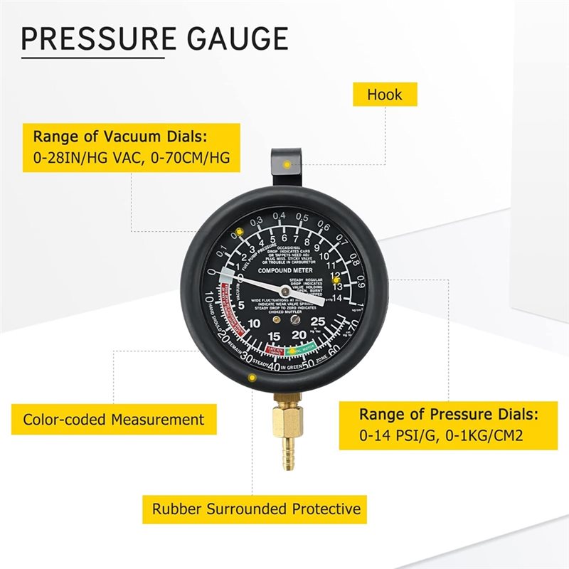 Vacuüm- en brandstofpomp-tests - Fuel Pump Pressure Vacuum Tester Gauge recensie en prijs
